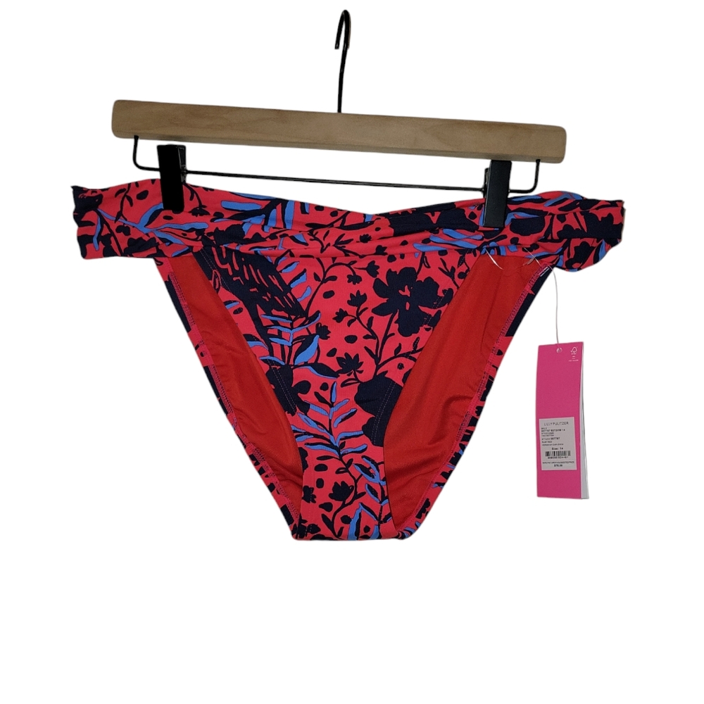 Lilly Pulitzer, NWT, Trey Bottom, Heron My Own Swim, Ruby Red, Women's sz 14, Hy